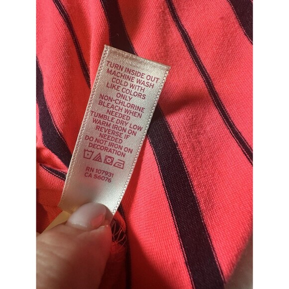 Justice Girl's sz 14 Pink Black Striped Stretch Sleeveless Assymetrical Tank Top - Picture 6 of 7